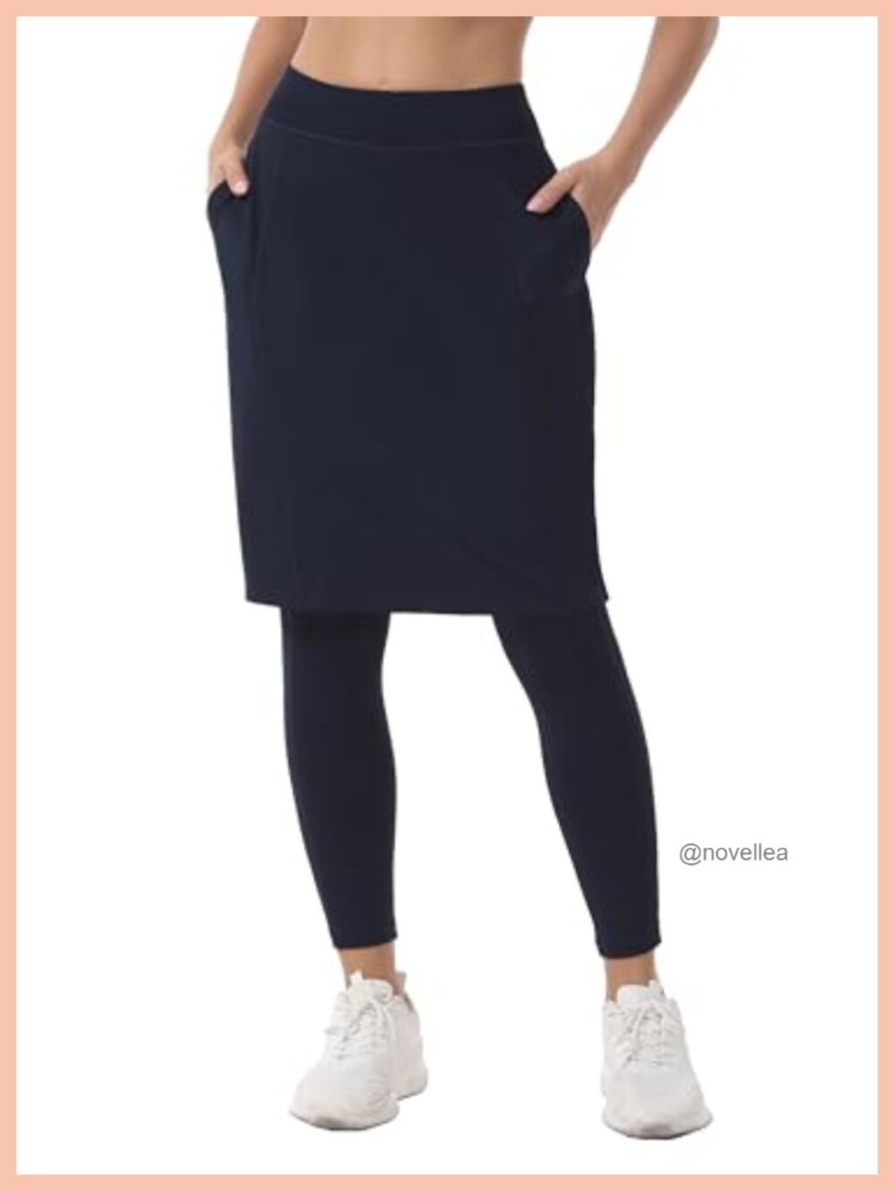 HOKOYI Women's Athletic Knee Length Skirt with Full Leggings Pockets Workout